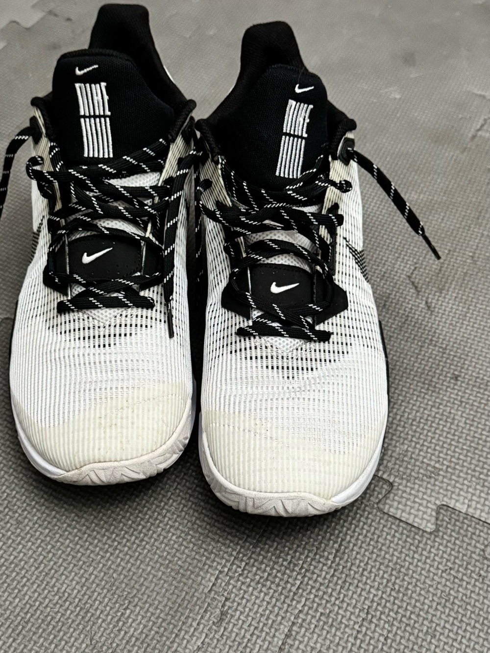 Nike Men’s White and Black Knit Training Shoes
